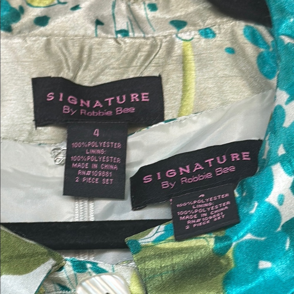 Floral Green and Blue Dress with Jacket - Picture 3 of 11